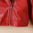 thumbnail image 5 of Miluxas Girls Leather Jacket Motorcycle Faux Outerwear Kids Soft PU Outfit Children Zipper Coats Red 8 Years(130), 5 of 9