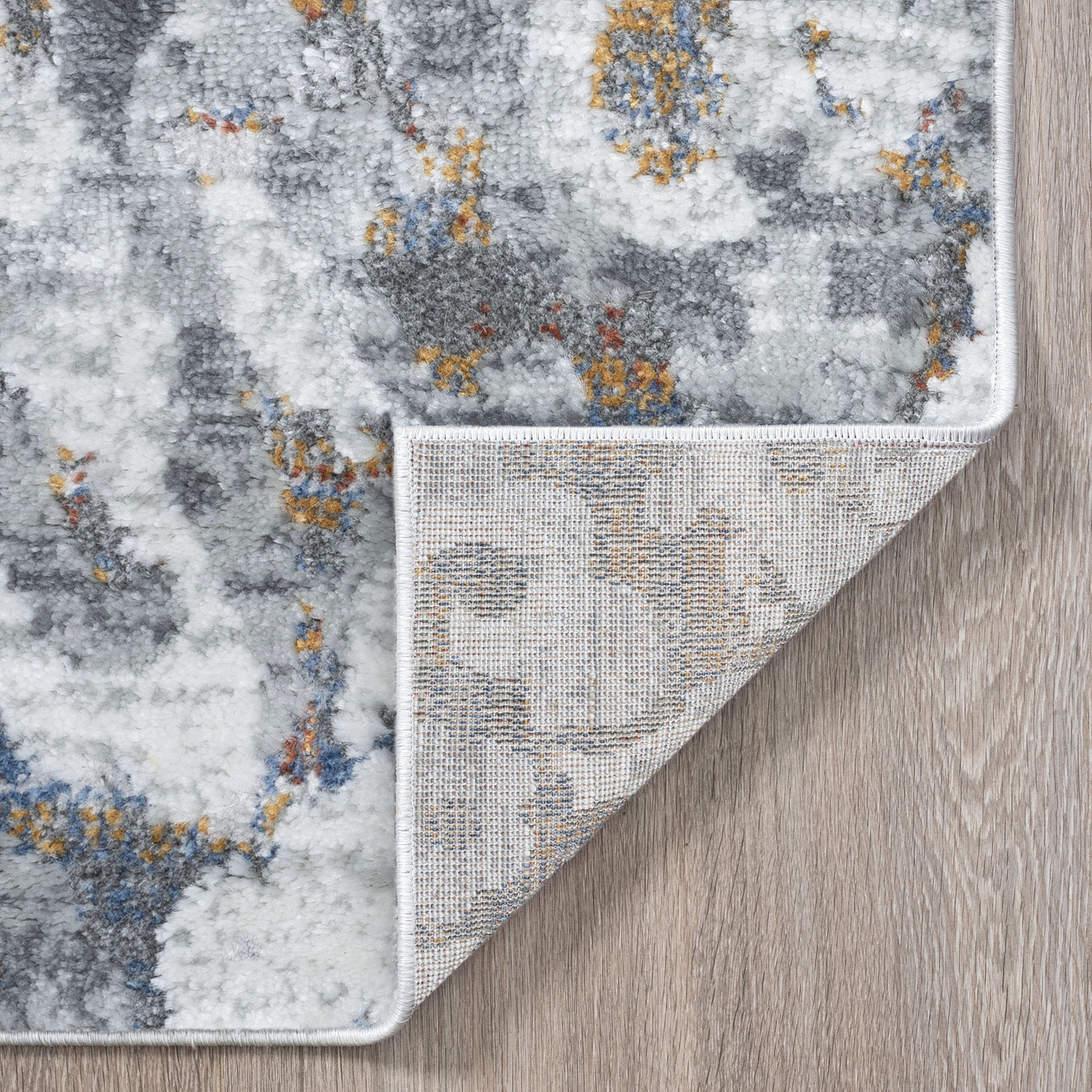 Transitional 2x8 Area Rug (2'2'' x 7'3'') Damask Gray, Teal Indoor Runner Easy to Clean