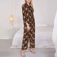 thumbnail image 3 of Fotbe Sunflowers with Skull and Hand Pattern Long Sleeve Pajama Set for Women,Sleepwear Set,2-piece Loungewear Set,Soft PJs Comfy Nightwear with Pockets -Large, 3 of 7