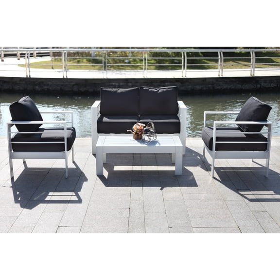 Safavieh Nason 4 Piece Contemporary Outdoor Living Set
