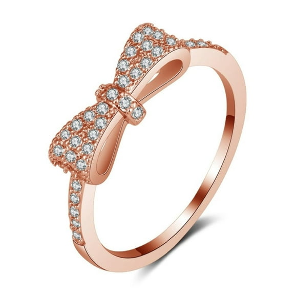 Rose Goldtone Cubic Zirconia Pave Bow Ring