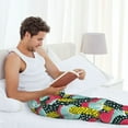 thumbnail image 4 of Uemuo Green Mushroom Pattern Men's Wide Leg Palazzo Lounge Pants with Pockets Light Weight Loose Comfy Casual Pajama Pants-Large, 4 of 9