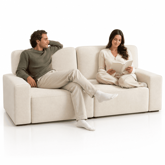 AAQZ 87" Comfy Sofa for Living Room, 3 Seater Chenille Fabric Couch for Small Space, Beige