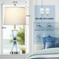 thumbnail image 4 of Blue Glass Table Lamp Set of 2 with USB C+A Ports & AC Outlet, Bedside Lamp, Modern Bedroom Lamps, Coastal Lamp for Night Stands Bedroom Living Room,Nightstand Lamp LED Bulbs Included, 4 of 12