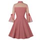 thumbnail image 3 of Womens Halloween Costumes 2024 Cosplay Gothic Dresses Women Party Color Long Sleeve Retro Dress Gothic Flare Sleeve Stitching Dress, 3 of 5