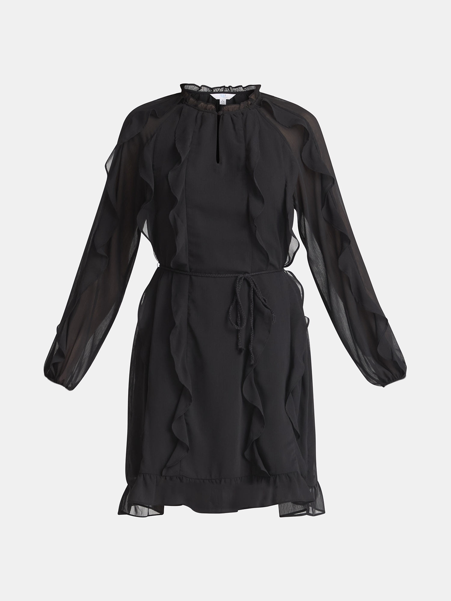 Time and Tru Women's and Women's Plus Belted Ruffle Mini Dress, Sizes XS-4X