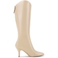 thumbnail image 3 of BLISSFUL STEP Women's Pointed Toe Stiletto Heel Knee High Boots Beige 7, 3 of 7