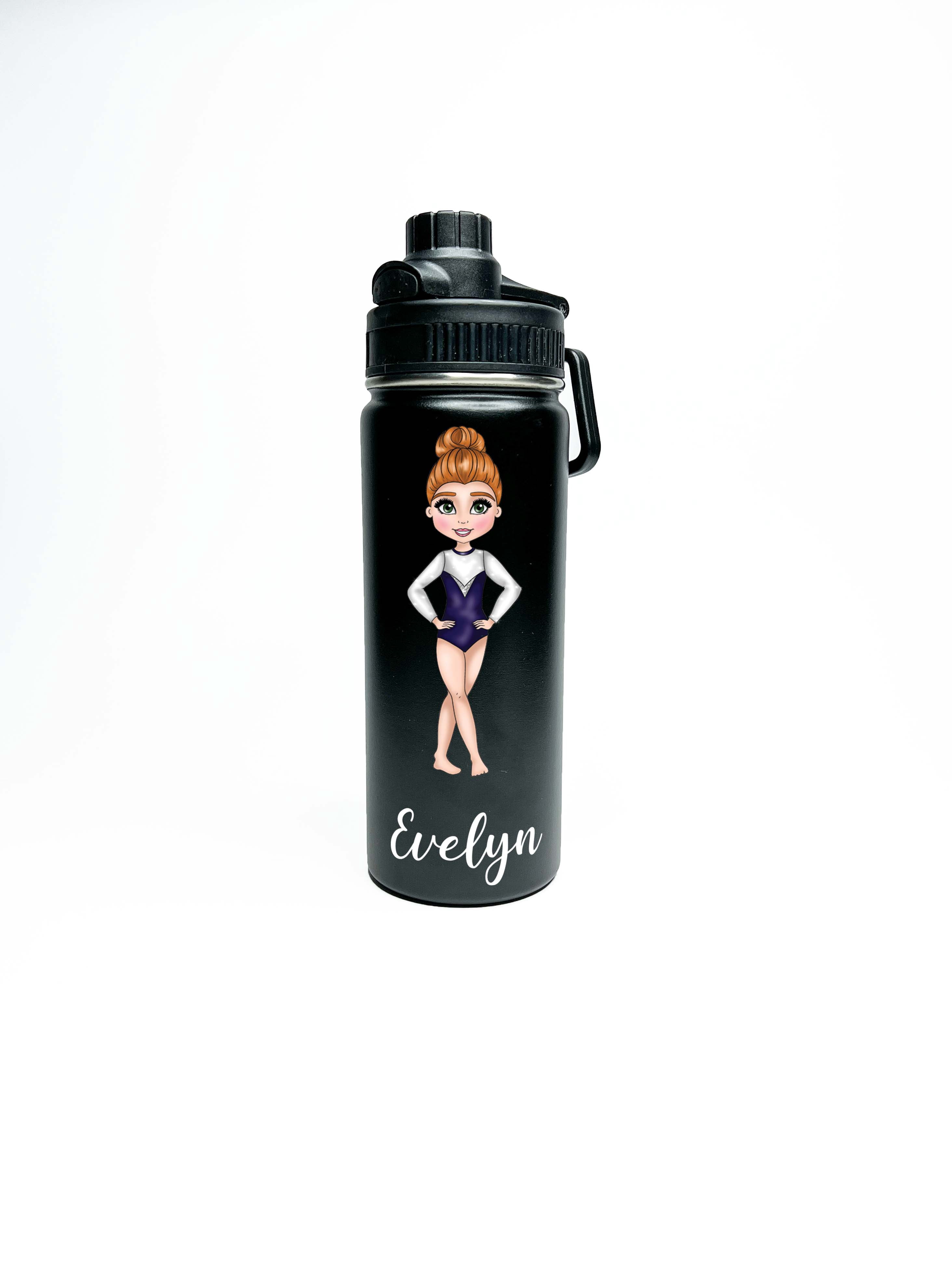 Personalized Insulated Stainless Steel Gymnasts Gymnastics Sports 18oz Water Bottle Custom Print Keeps Cold 24 hrs Classic Thermal Flasks