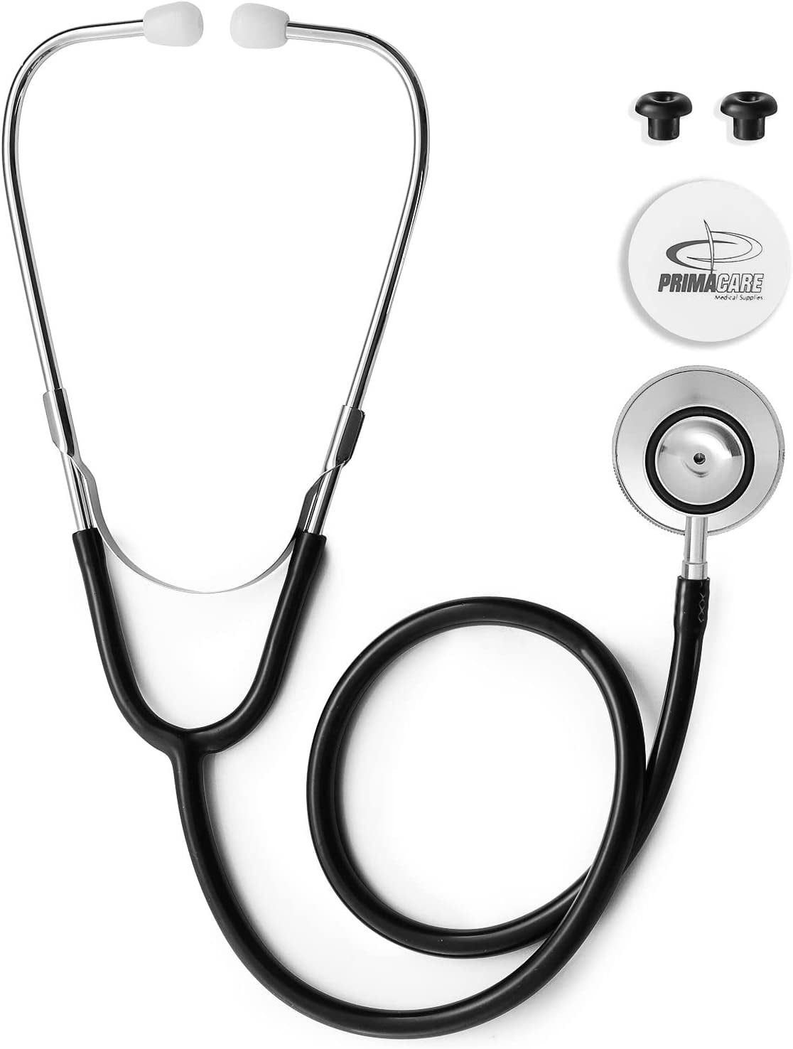 Primacare DS-9290-BK-3 Classic Series Adult Dual-Head Stethoscope, 22" PVC Tubing, Black, Pack of 3 Stethoscopes