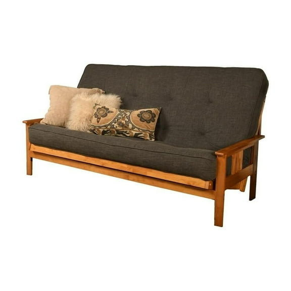 Kodiak Furniture Monterey Queen Butternut Wood Futon-Linen Charcoal Mattress