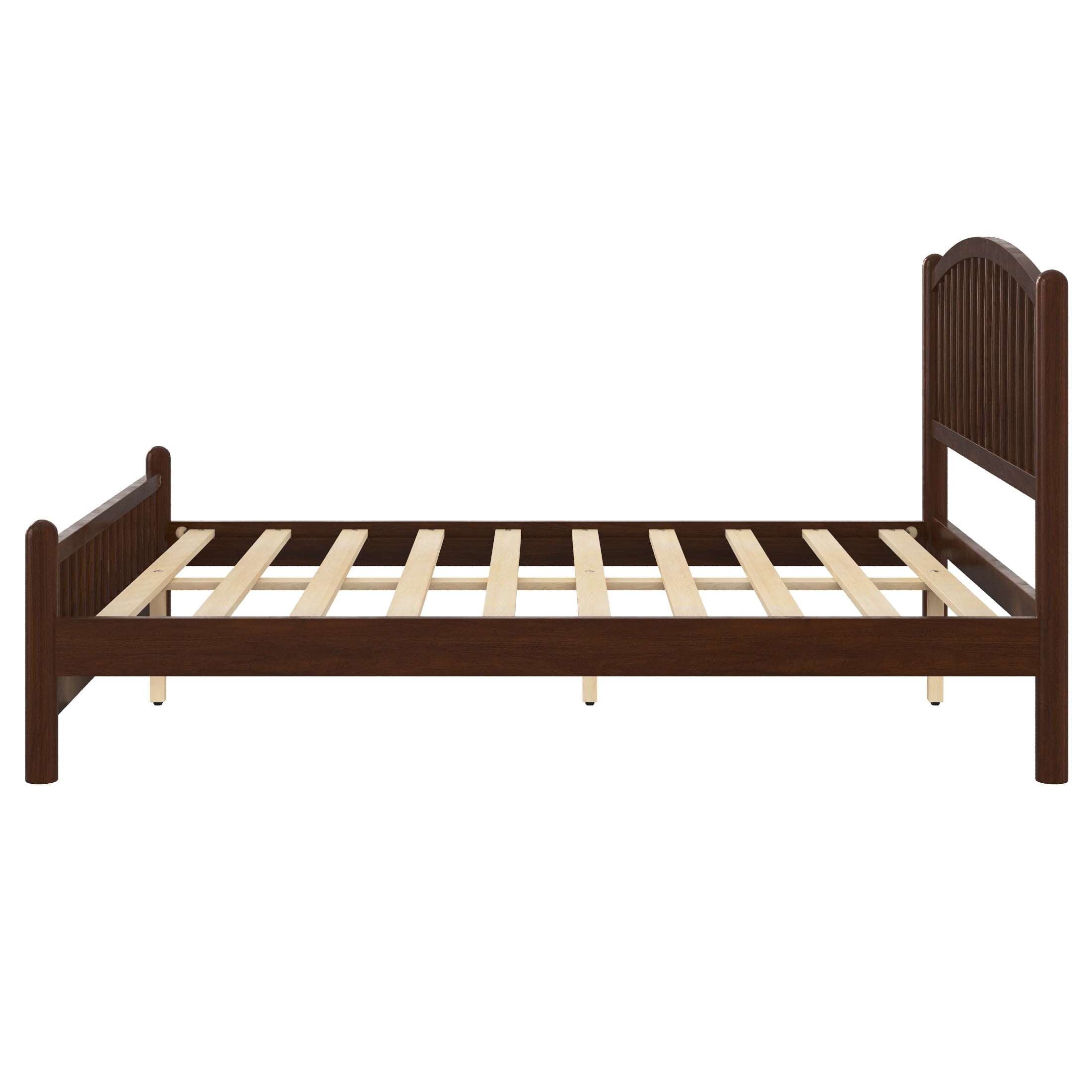 Noble House Alaric Queen Wood Platform Bed Frame, Arched Spindle Headboard, Noise-Free Foundation, Espresso