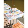 thumbnail image 2 of Outdoor Tablecloth with Umbrella Hole for Patio/Picnic/Party/Camping, Cute Rainbow Sun Waterproof Table Cloth Square Cover Washable, Rainy Simple Drawing (60"x 60"), 2 of 8