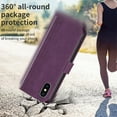 thumbnail image 4 of for Apple iPhone XR Wallet Case, PU Leather Flip Folio Case with Card Holders Magnetic Closure Folding Adjustable Kickstand Vintage Phone Cover for iPhone XR, Purple, 4 of 6
