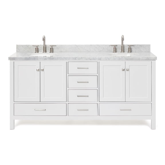 Ariel A073D-VO-WHT Cambridge 72" Free Standing Double Basin Vanity Set - White