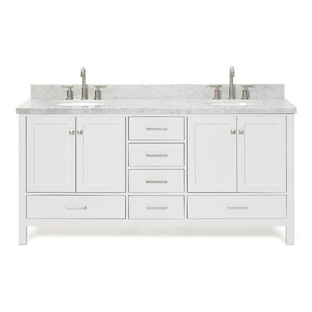 Ariel A073d-Vo Cambridge 72" Free Standing Double Basin Vanity Set - White