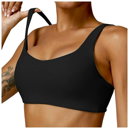 BYHONG Backless Sports Bra Women s One Shoulder Sexy Padded Bustier Push Up Gym Tops Straps Yoga Bra Workout Bra Fitness Bralette Women s Sports Bras Black L