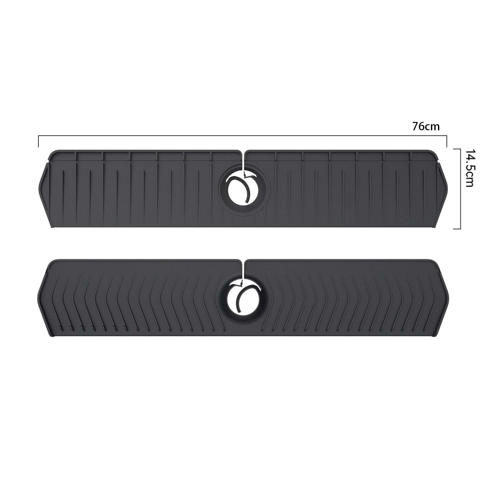 Faucet Drying Pad - 29.9 x 6.5in Splash Guard and Storage Mat, Reusable Sink Protector for Kitchen and Bathroom Countertops(Black)