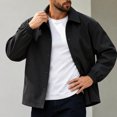 thumbnail image 4 of FRSASU Men's Casual Coach Jacket Snap Button Closure Collared Loose Fit Lightweight Windbreaker Outerwear Black, 4 of 6