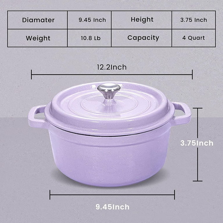 ROYDX Dutch Oven Pot with Lid, Enameled Cast Iron Coated Dutch Oven 4 QT  Deep Round Oven, Non-Stick Pan with Dual Handle for Braising Broiling Bread