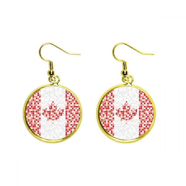 Canadá bandera nacional Maple Leaf mosaico Ear Dangle Golden Drop Earring Jewelry Mujer Unbranded M