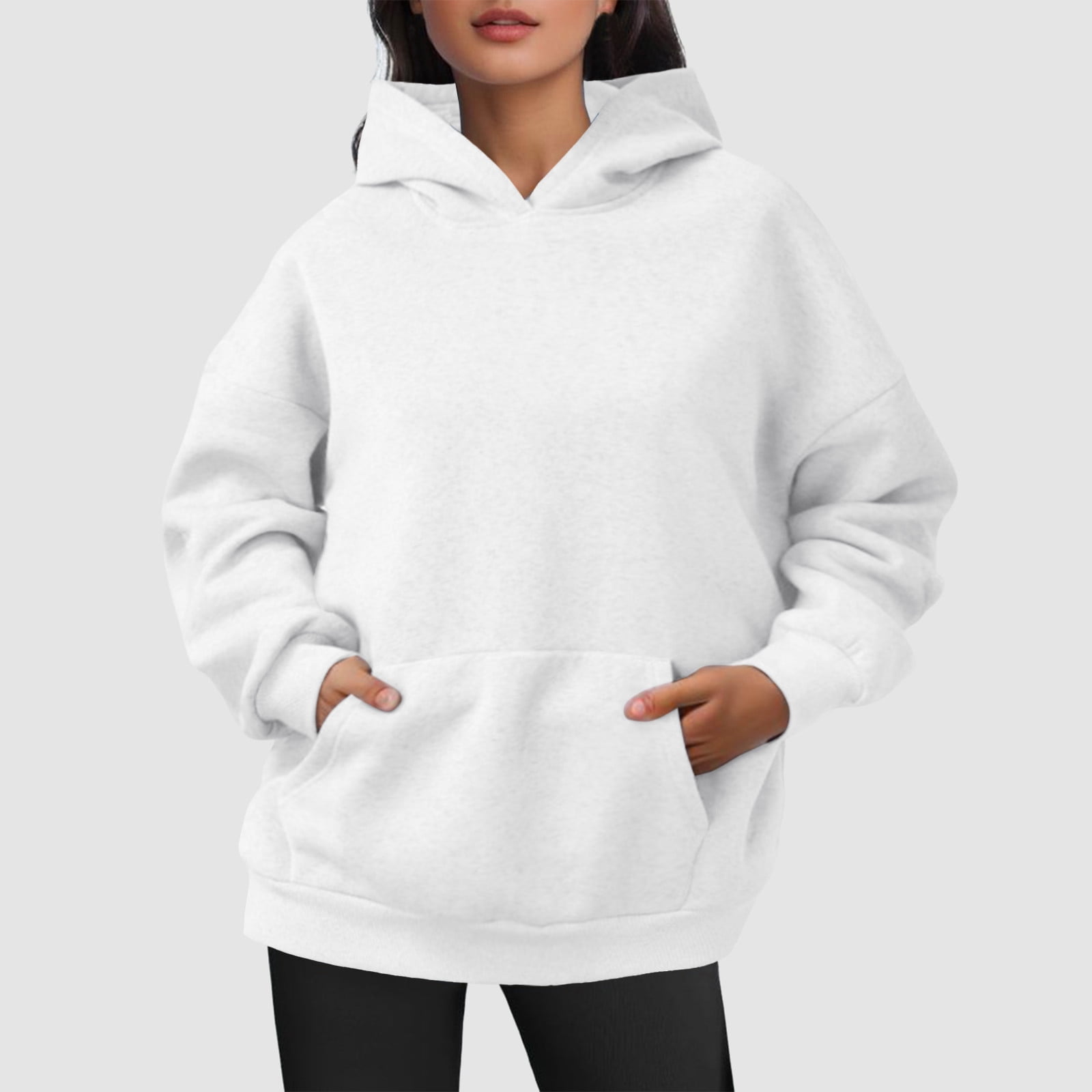 FYDUU Womens Oversized Sweatshirts Womens Hoodies Sweatshirts Fall Pullover Long Sleeve Hooded Sweatshirt With Pockets Winter Clothes Fashion Pullover Hoodies
