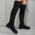 thumbnail image 6 of Hinvhai High Boots Lace up Flat Long Boot Winter Riding Boot Fashion Buckle Knee High Combat Boots Black 9.5(43), 6 of 8