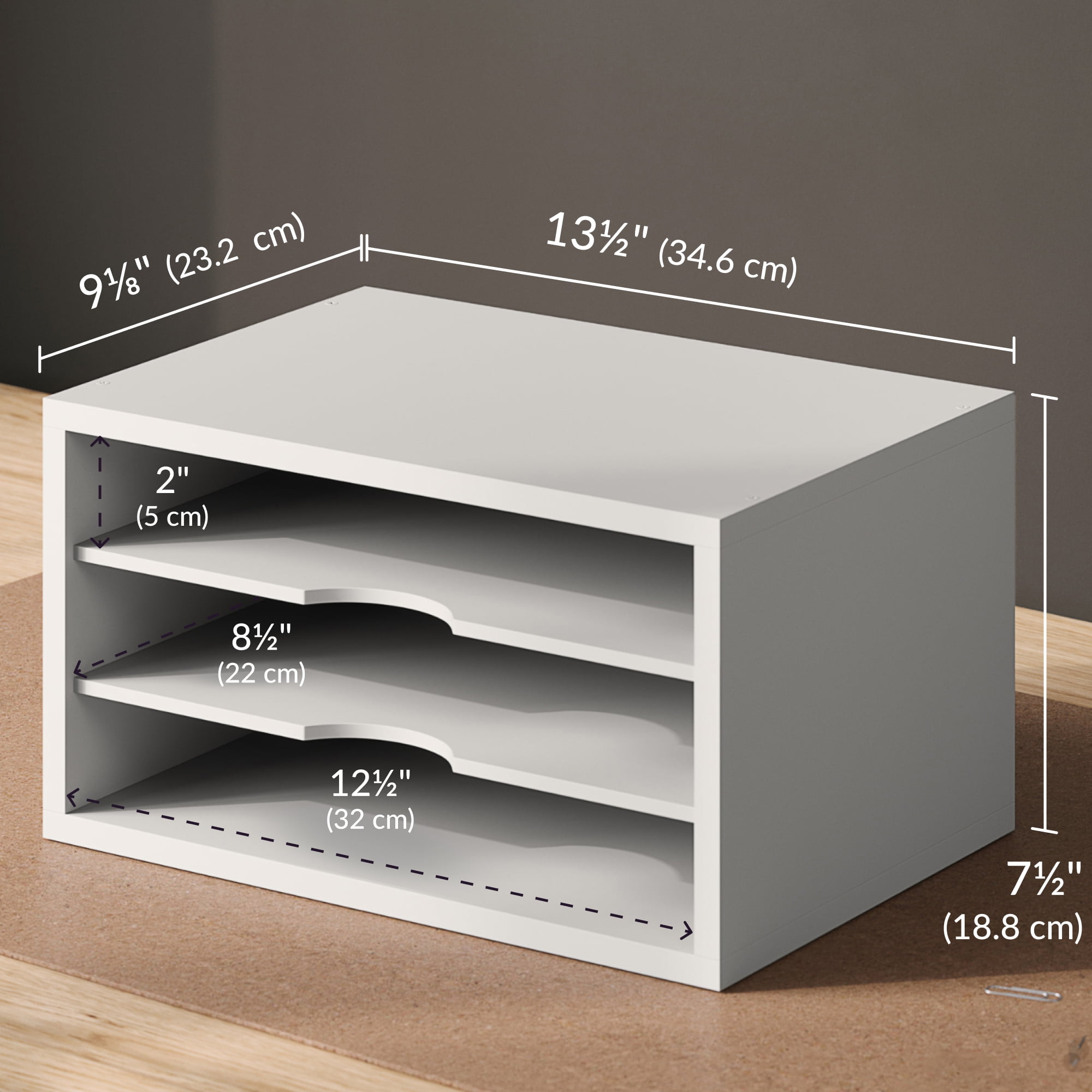 Ballucci 3-Tier Stackable Paper Organizer, Office Desk Organizer, Document Holder, White