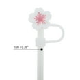 thumbnail image 2 of Unique Bargains 4 Pcs Begonia Flower Straw Cover Cap for Office White Pink Silicone, 2 of 5