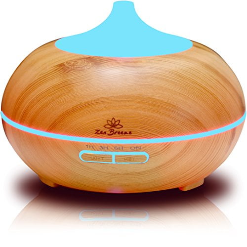 Zen Breeze, Essential Oil Diffuser, 2017 Model Aroma Humidifier, 14 Color  Shades, Best Wood Grain, Ultrasonic Whisper Quiet Cool Mist Aromatherapy