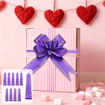 KOYPTL 10-Pack Large Pull Bow Valentine's Day Decorations 28 Inch 73cm Plastic Flower Ribbon Pull Bows Ribbon Bows for Gift Wrapping/Wedding/Baskets Decorations,Satin Pull Bows Purple