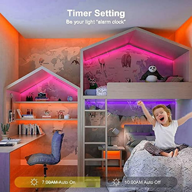 65.6ft LED Lights Room Decor, KIKO 20m Led Lights Strip for Bedroom  Decoration Smart Color Changing Rope Lights SMD 5050 RGB Light Strips with  Bluetooth Controller Sync to Music Apply for 