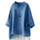 thumbnail image 2 of ICHUANYI Liquidación Camisas tipo túnica de algodón y lino con botones sueltos de manga larga con cuello en V para mujer Camisas de verano Blusa con bolsillo ICHUANYI WER202308232056, 2 of 4