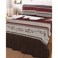 thumbnail image 3 of Quilts Twin-XL Size Bedding Set, Red Floral Lightweight Quilted Comforter, Modern Farmhouse Leaves Brown Striped Soft Reversible Bedspread Coverlet with Pillow Covers for All Season, 68" x 98", 3 of 7
