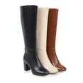 thumbnail image 4 of Bmisegm Women's Thick Heel High Heel Square Head Fashionable Versatile Warm and Comfortable Boots Beige 8.5, 4 of 6
