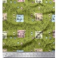 thumbnail image 1 of Soimoi Green Silk Fabric Text & Perfume Bottle Women Print Sewing Fabric Yard 42 Inch Wide, 1 of 3