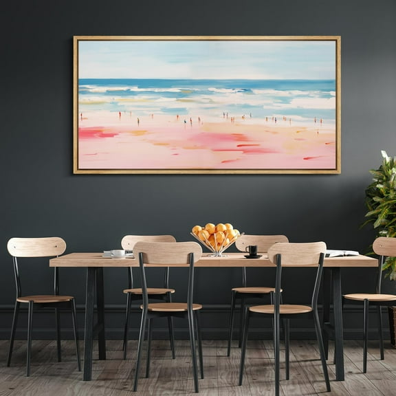 IDEA4WALL Extra Large Framed Canvas Print Wall Art Beach Bliss Abstract Seashore and Ocean Waves Artwork Nature Wilderness Antique Fine Art Decor Colorful for Home Decoration - 60"x30"