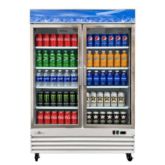 Cooler Depot Commercial Merchandiser Refrigerator, 54 inch, 45 cu. ft,  2 glass door cooler, NSF Certified.