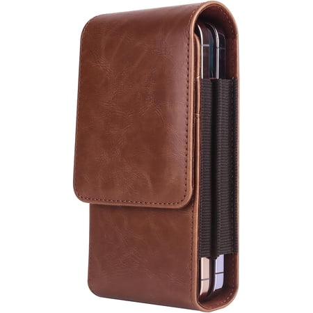 Dual Belt Clip Holster Case Double Cell Phone Pouch Card Slots Holder for iPhone 14 Pro Max 15 Pro Max Motorola Moto G Stylus 5G 2023 G Power 5G Galaxy S24 Plus S23 Ultra S22+ S21 FE A15 A35 (Brown)
