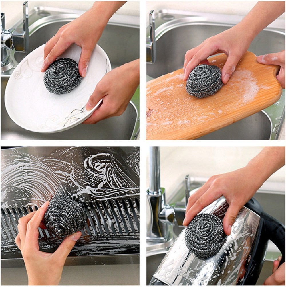 8 Pack Scourer Steel Scrubber for Cleaning Dish Pots Pans Grills Kitch —  AllTopBargains