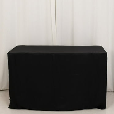 Efavormart Fitted Polyester Rectangle Tablecloth 48"x24"x30" Black - Perfect Fit for Special Size Tables