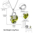 thumbnail image 5 of Juwaliy 15MM Women Cat Necklace Heart August Birthstone 925 Sterling Silver Pendant Butterfly Green Peridot Jewelry Mom Christmas Birthday Gift, 5 of 9