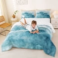 thumbnail image 3 of jejeloiu Watercolor Wave Full Size Comforter Sets,Coastal Beach Bedding Comforter Set For Boys,Blue Beige,Reversible,3pcs,1 Comforter and 2 Pillowcases, 3 of 7