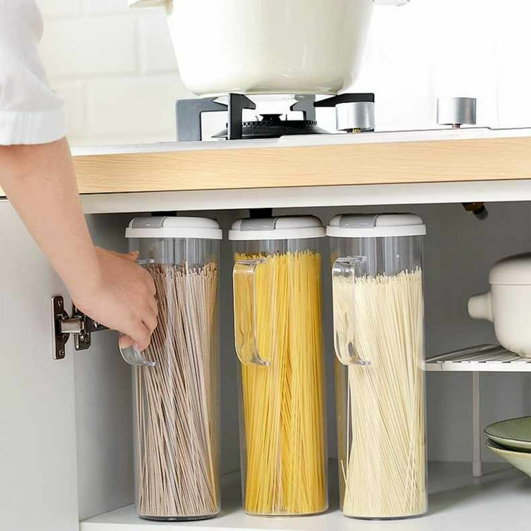 Pasta Storage Container With Lid, Tall Clear Airtight Food Storage Jar With  Lid Kitchen Pantry Storage Container For Spaghetti Jars Flour Cereals