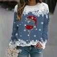 thumbnail image 2 of Fgnfyis Chandails en Molleton de Sport Décontractés à Manches Longues Raglan Col Rond Imprimé Flocon de Neige Rouge de Noël pour Femmes Doublé Bleu TTG, 2 of 4