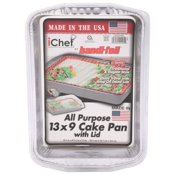 Handi-Foil iChef All Purpose Cake Pan & Lid - 13" x 9"- Pack of 2