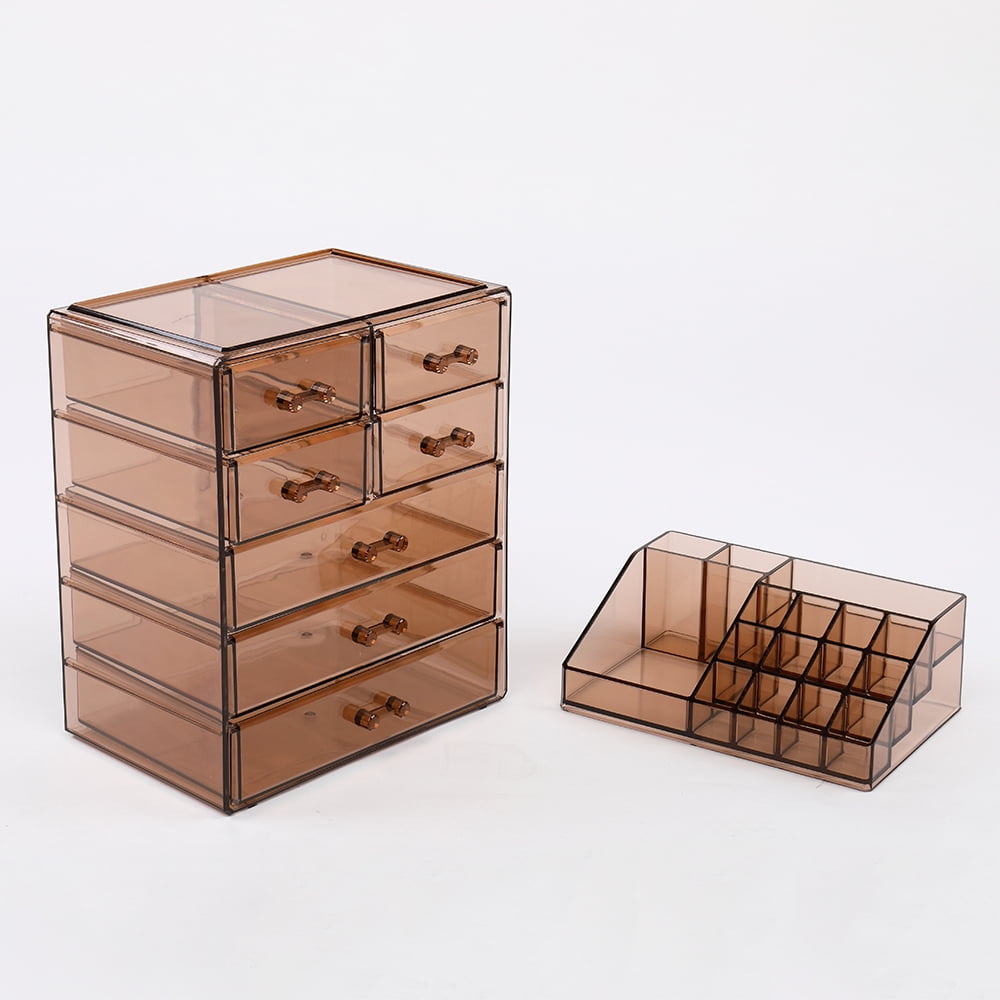 Private Jungle Makeup Organizer Acrylic Cosmetic Storage Drawers and Jewelry Display Box,7 Large Drawers,Brown Private Jungle Makeup Organizer Acrylic Cosmetic Storage Drawers and Jewelry Display Box,7 Large Drawers,Brown