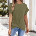 thumbnail image 2 of T Shirts For Women Womens Tops T Shirts Solid Batwing Sleeve Wrap Tee Casual Tshirt Trendy Tee Tops, 2 of 4