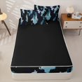 thumbnail image 4 of Castle Fairy Watercolor Camouflage Zipper Twin Comforter Sets with Fitted Sheet and 2 Pillowcases,Abstract Geometric Smudge Zipper Bedding Set,Teal Navy Black,Reversible, 4 of 7