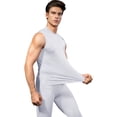 thumbnail image 2 of Active Men's Sleeveless Compression Workout Top with Textured Fabric and Fitted Athletic Cut - Medium, White, 2 of 5