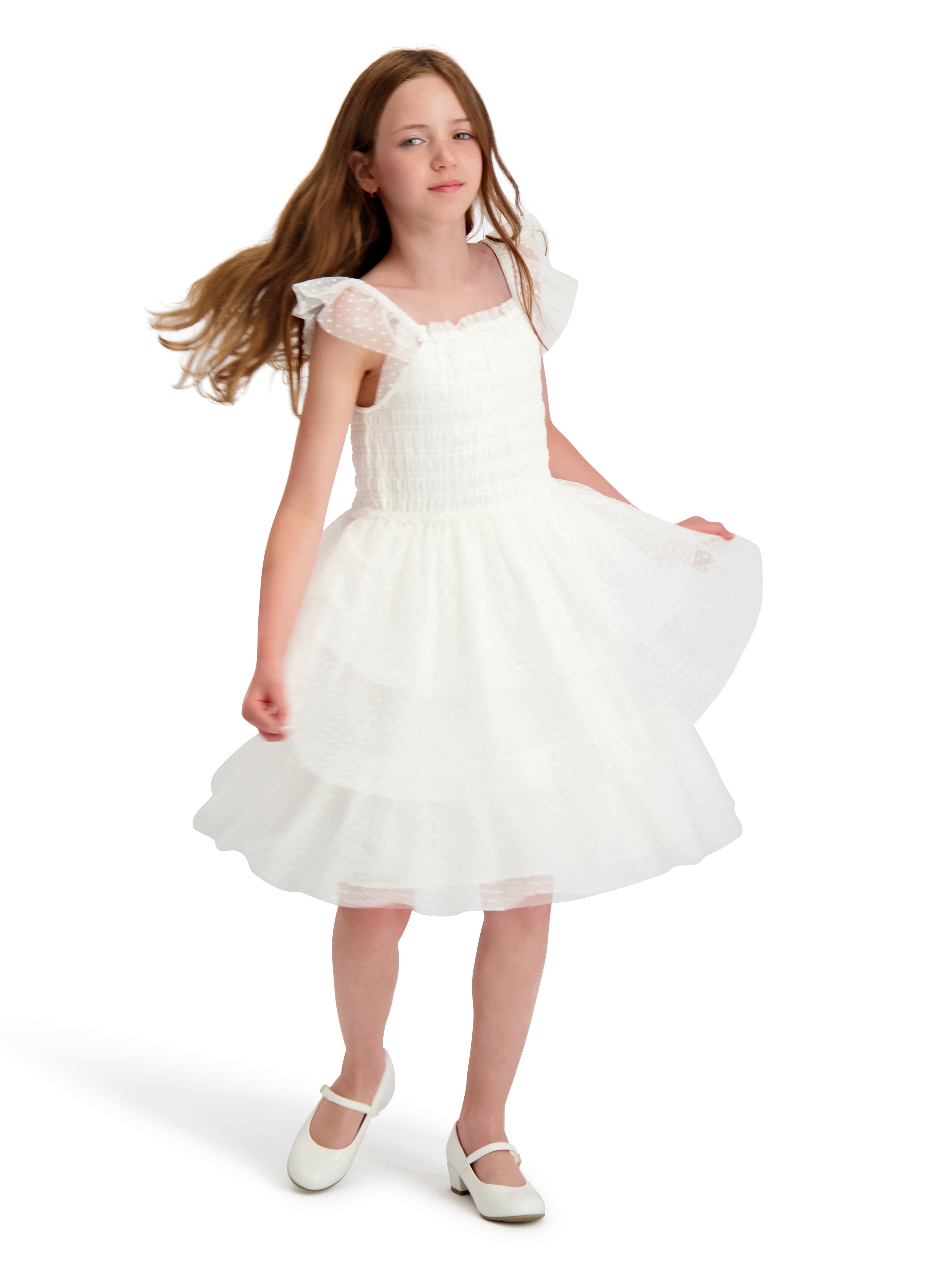 Kensie Girl Smocked Swiss Dot Dress, Sizes 4-16